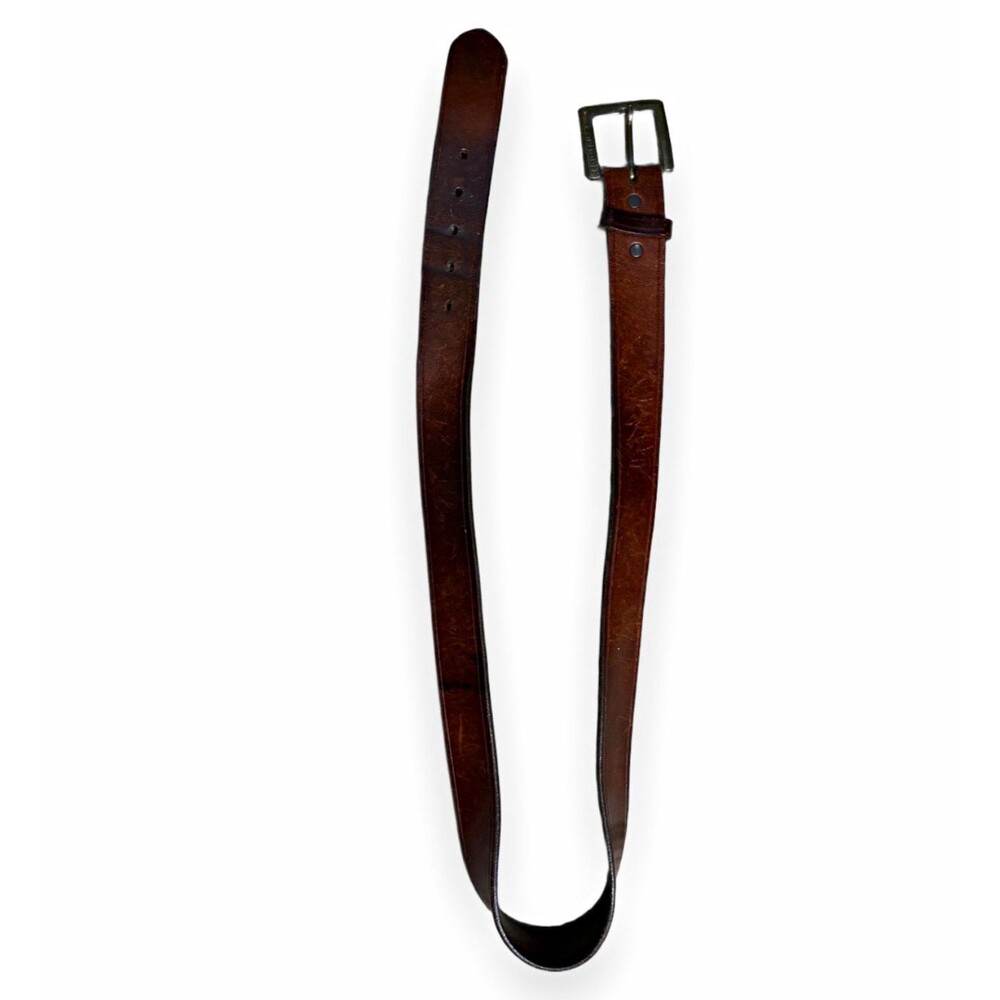 Carhartt Classic Oil Tanned Leather Engraved Buckle Work Belt Brown Size 38